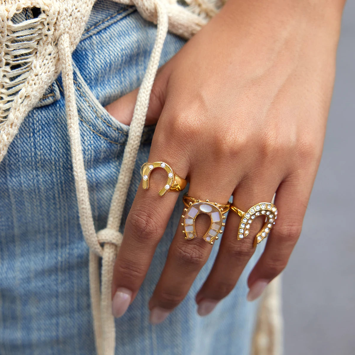 18K Vergulde Hoefijzer Ring Collectie – Waterdichte, Vlekvrije Statement Ringen