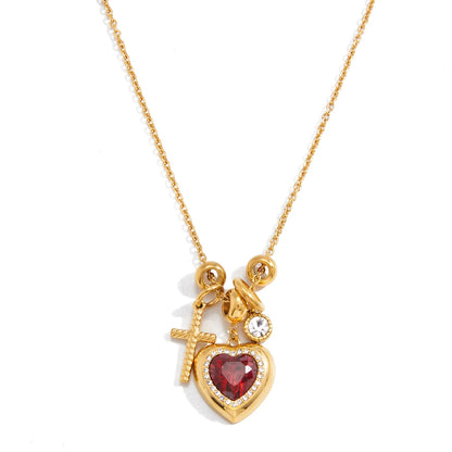 18K Verguld Hart & Kruis Hanger Ketting – Waterdichte, Vlekvrije Charm Sieraden