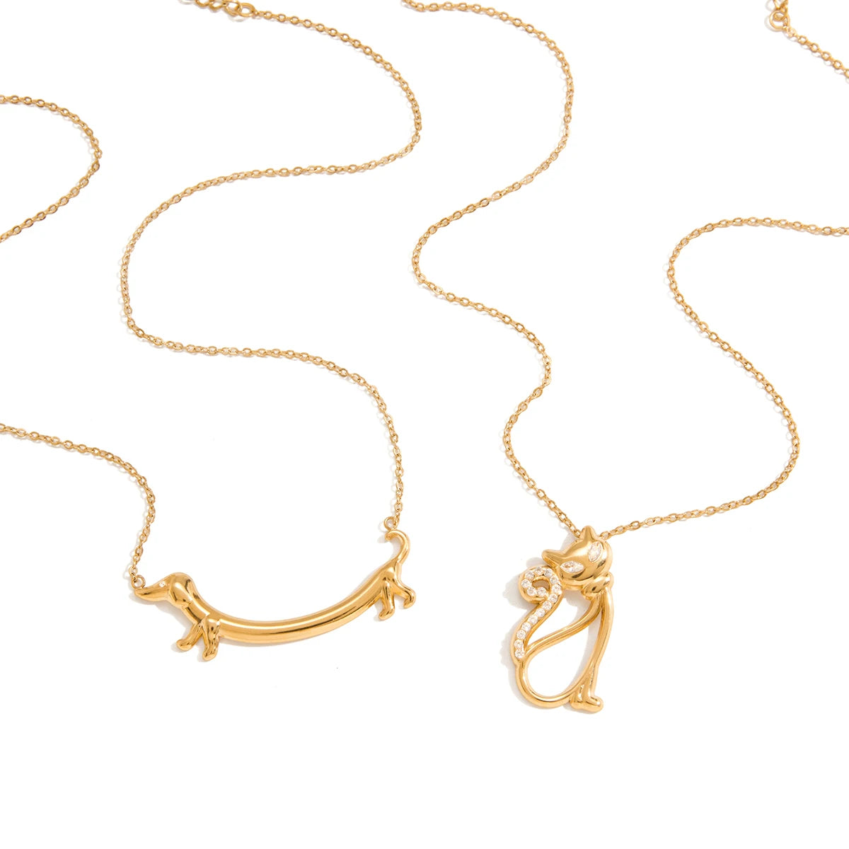 18K vergulde honden- en kattenketting | Dierenliefhebber dierlijke bedelketting voor honden- en kattenliefhebbers