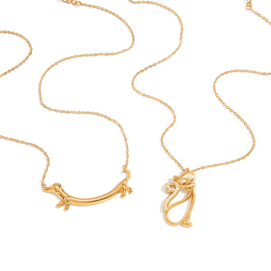 18K vergulde honden- en kattenketting | Dierenliefhebber dierlijke bedelketting voor honden- en kattenliefhebbers