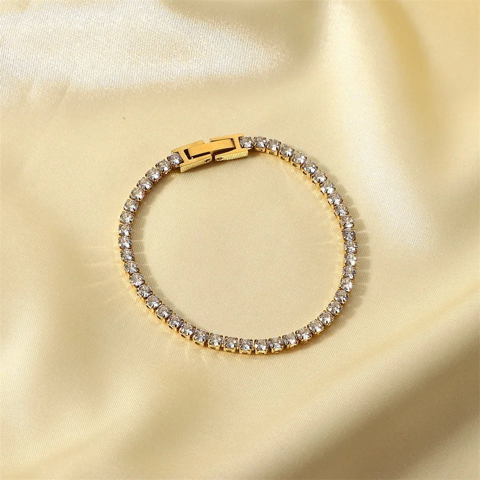 Premium 18K Gold Plated Tennis Bracelet for Women – Waterproof & Tarnish-Free Luxury Jewellery & Jewelry