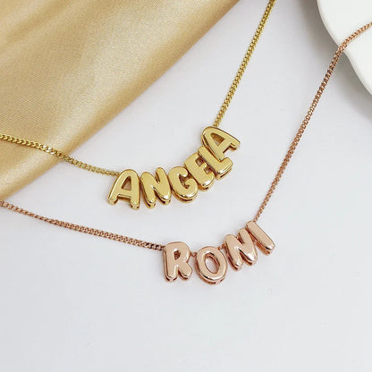 18K Gold Balloon Bubble Necklace | Minimalist Initial Letter Pendant | Stainless Steel Women’s Fashion Jewelry