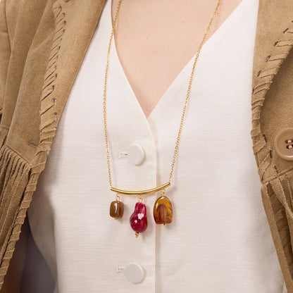 Vintage Agaat Hars Hanger 18K Vergulde Charm Ketting Collectie – Waterdichte, Vlekbestendige Statement Sieraden