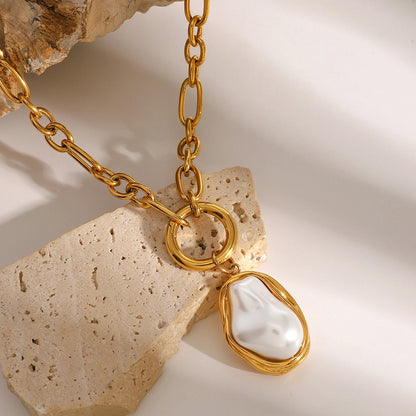 Premium 18K Gold Plated Pearl Necklace, Earrings & Ring Set for Women – Waterproof & Tarnish-Free Luxury Jewellery & Jewelry