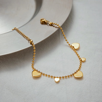 Heart Charm Premium 18K Gold Plated Bracelet for Women – Waterproof & Tarnish-Free Luxury Jewellery & Jewelry