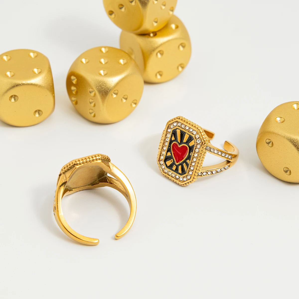 18K Gold Plated Enamel Signet Rings for Women – Waterproof & Tarnish-Free Jewellery & Jewelry