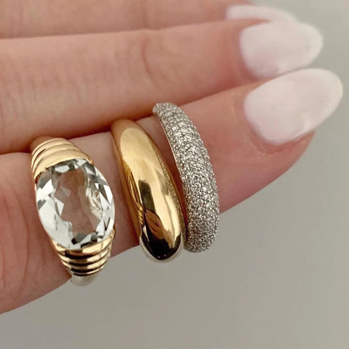 18K Gold Plated Oval Gemstone Ring – Waterproof, Tarnish-Free Statement Jewellery