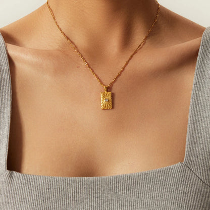 Gouden Evil Eye Rechthoek Talisman Ketting | Bescherming & Statement Sieraad