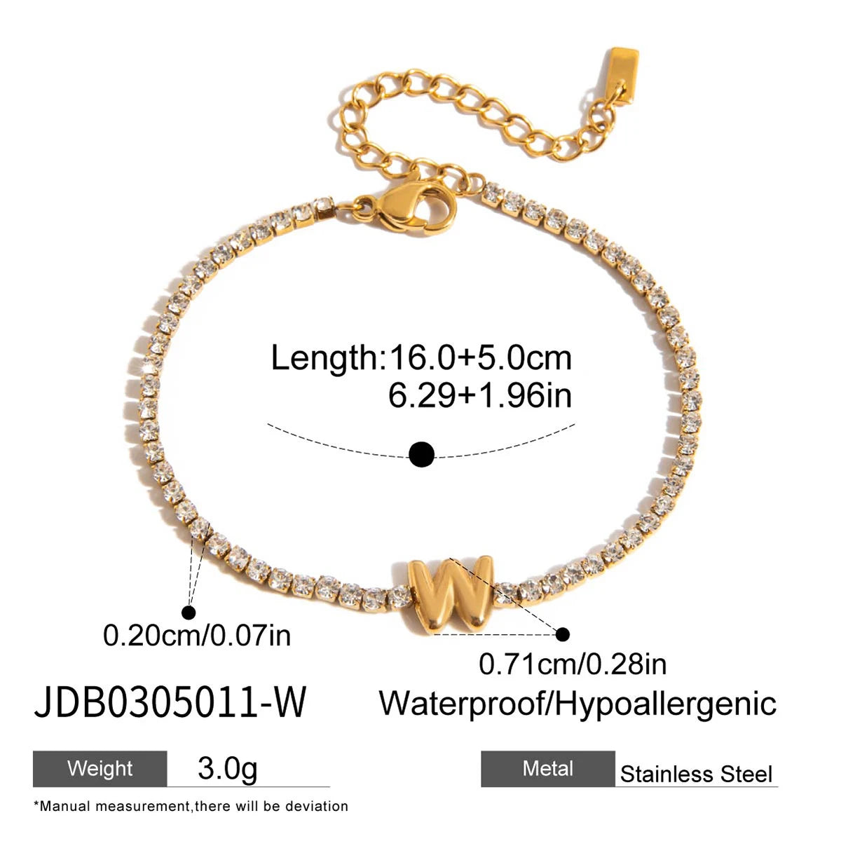 Premium 18K Gold Plated Initial Hand Bracelet for Women – Waterproof & Tarnish-Free Luxury Jewellery & Jewelry