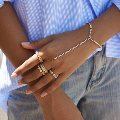 Kristallen Handketting Armband voor Dames | Verguld Waterdicht Aanslagvrij Hand Harness Sieraad