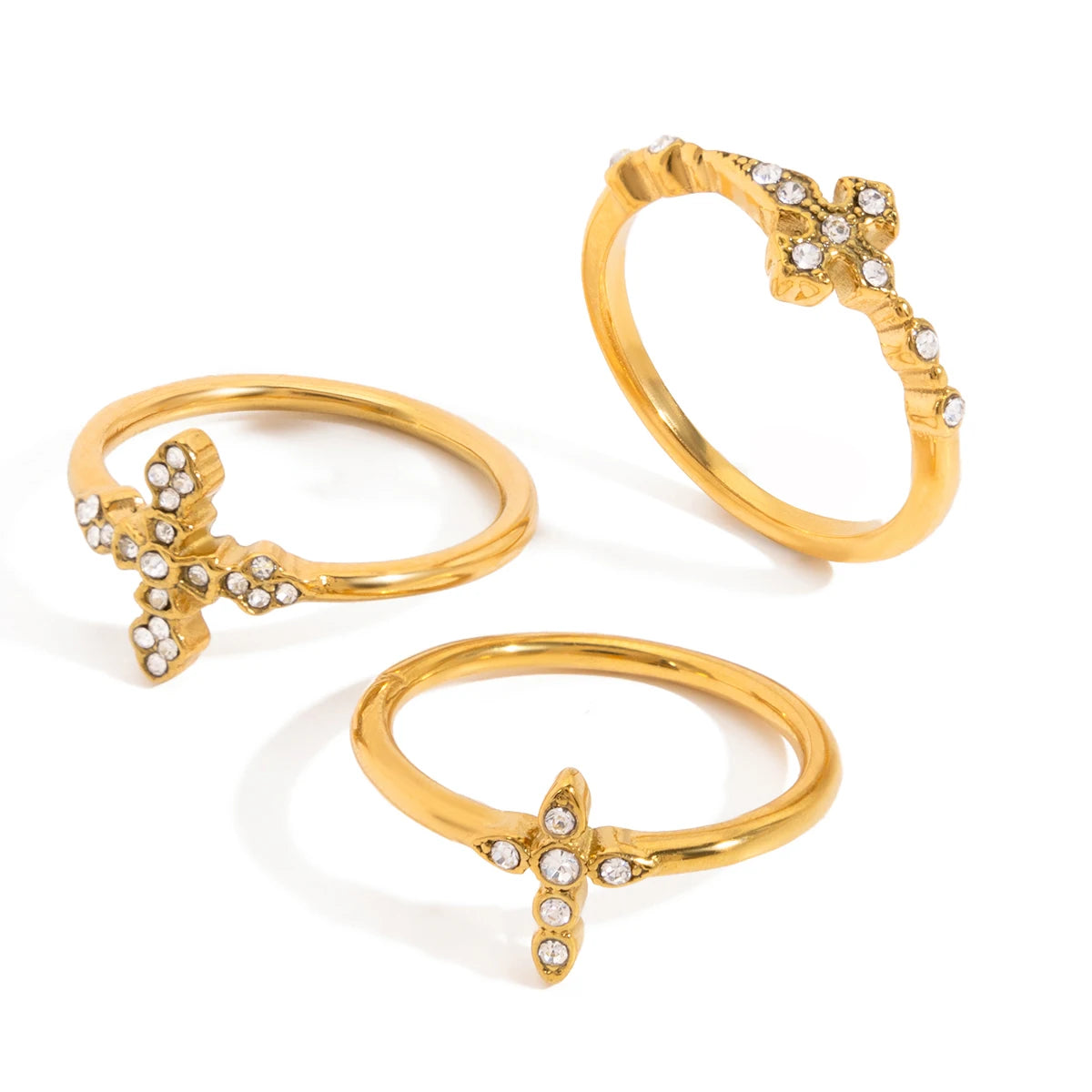 Dainty 18K Gold Plated Cross Ring | Minimalist Christian Jewelry | Stackable Cubic Zirconia Faith Band | Tarnish-Proof Ring