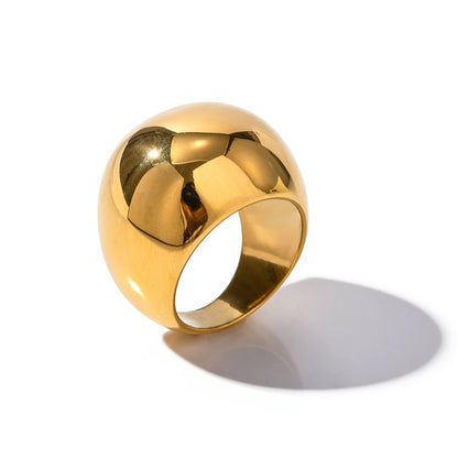 18K Gold Plated Dome Statement Ring – Waterproof, Tarnish-Free Chunky Jewellery (Gold & Silver)