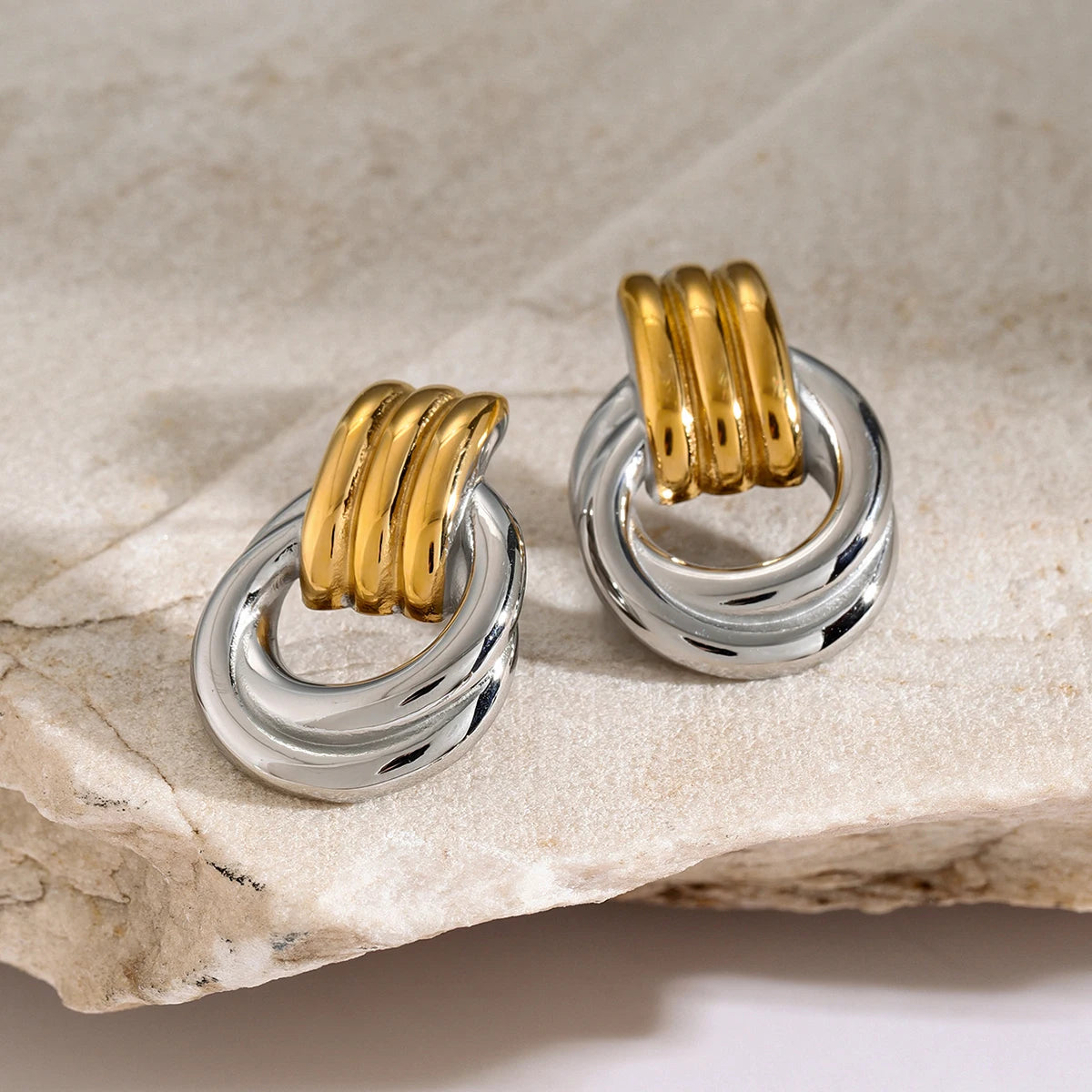 Interlocking Knot Earrings for Women – Gold Plated Waterproof Tarnish Free Stainless Steel Fashion Jewellery