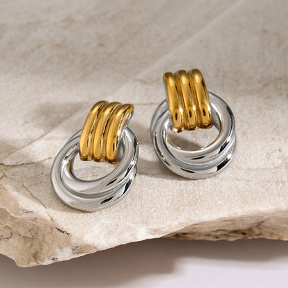 Interlocking Knot Earrings for Women – Gold Plated Waterproof Tarnish Free Stainless Steel Fashion Jewellery