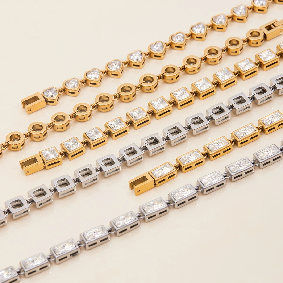 Premium 18K Gold Plated Tennis Bracelet Set for Women – Waterproof & Tarnish-Free Luxury Jewellery & Jewelry