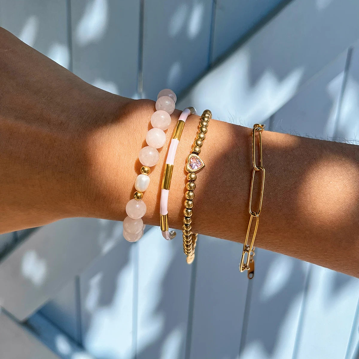 Natural Stone Bracelet Set for Women | Waterproof & Tarnish-Free Beaded Jewelry