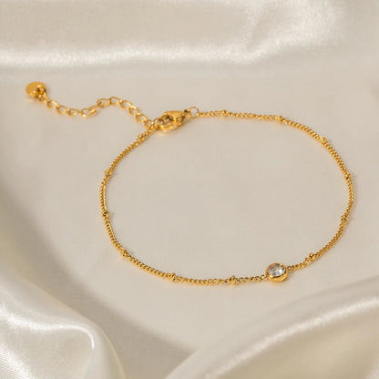 Minimal CZ Anklet for Women | 18K Gold Plated Waterproof Tarnish-Free Jewellery