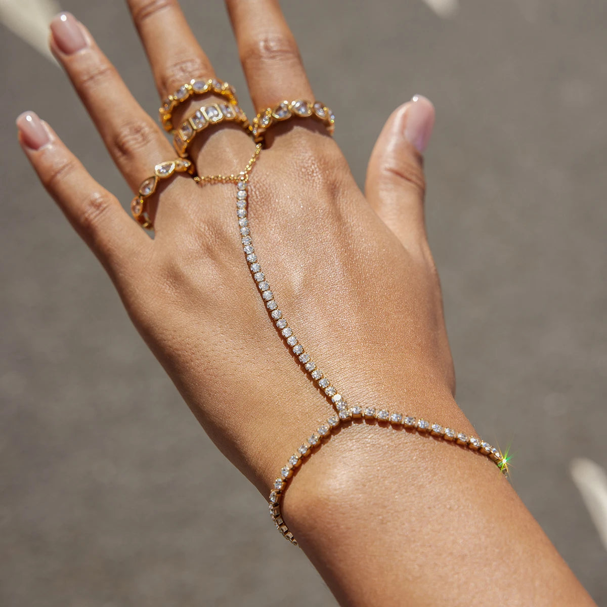 Kristallen Handketting Armband voor Dames | Verguld Waterdicht Aanslagvrij Hand Harness Sieraad