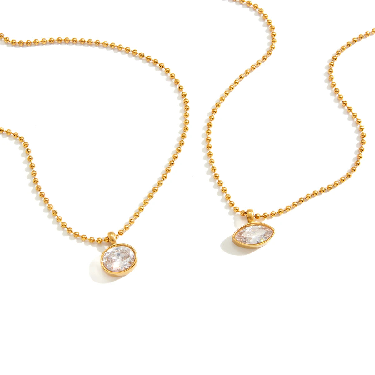 18k Gouden Halo Kristallen Hanger Ketting – Minimalistische Dagelijkse Sieraden