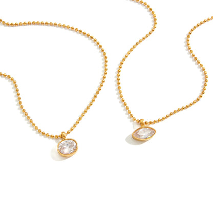 18k Gouden Halo Kristallen Hanger Ketting – Minimalistische Dagelijkse Sieraden