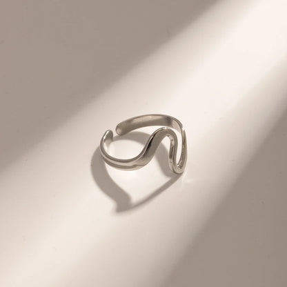 Chunky Wavy Contour Ring | 18K Gold Plated Molten Adjustable Band | Organic Waterproof Stainless Steel Statement Jewelry