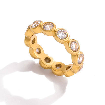 Luxury Gold Stacked Ring Set – Multi-Shape Crystal Bands (Heart, Round, Teardrop, Baguette)