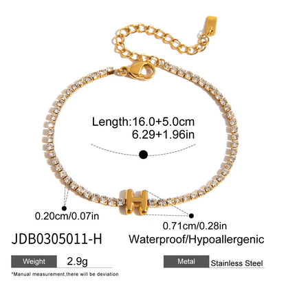 Premium 18K Gold Plated Initial Hand Bracelet for Women – Waterproof & Tarnish-Free Luxury Jewellery & Jewelry