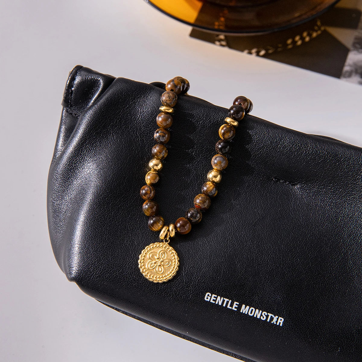Gold Plated Tiger Eye Charm Bracelet for Women | Waterproof & Tarnish-Free Beaded Jewelry