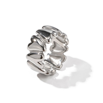 18K Gold Plated Heart Band Ring – Waterproof, Tarnish-Free Statement Ring (Gold & Silver)