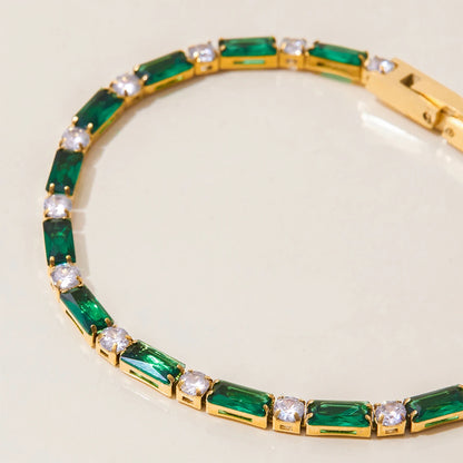 Gold Plated Emerald Green Bracelet Set for Women | Waterproof & Tarnish-Free Stackable Jewelry