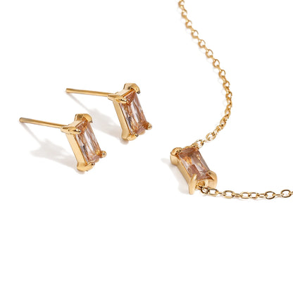 Premium 18K Gold Plated Birthstone Zirconia Earrings & Bracelet Set for Women – Waterproof & Tarnish-Free Jewellery & Jewelry