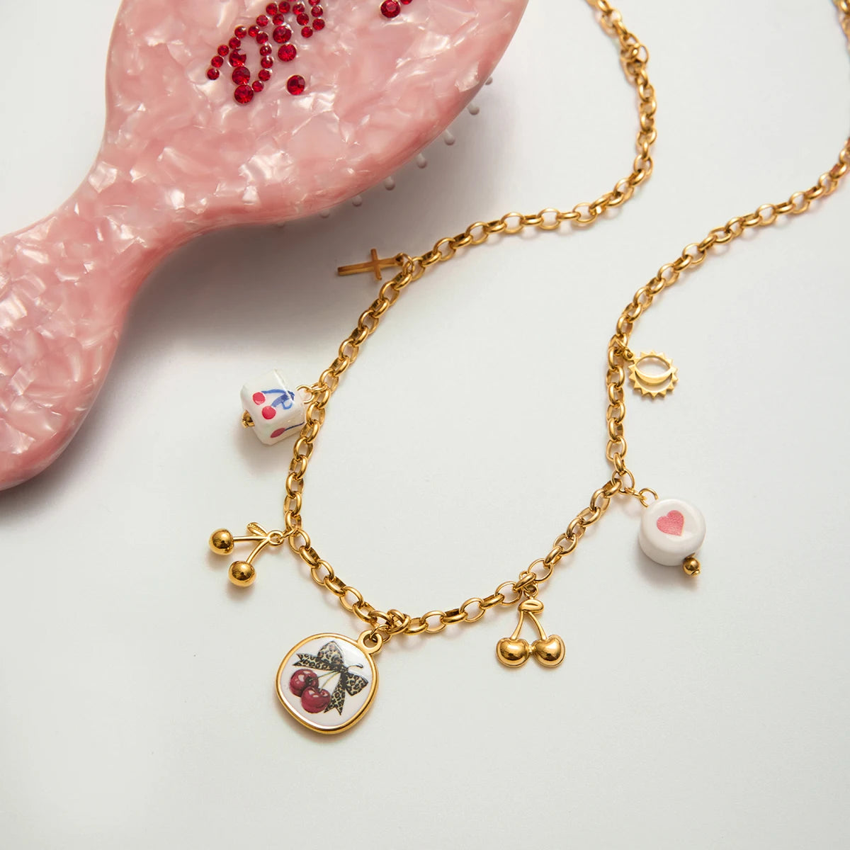18K Gold Plated Cherry Necklaces – Waterproof & Tarnish-Free (2 Styles)