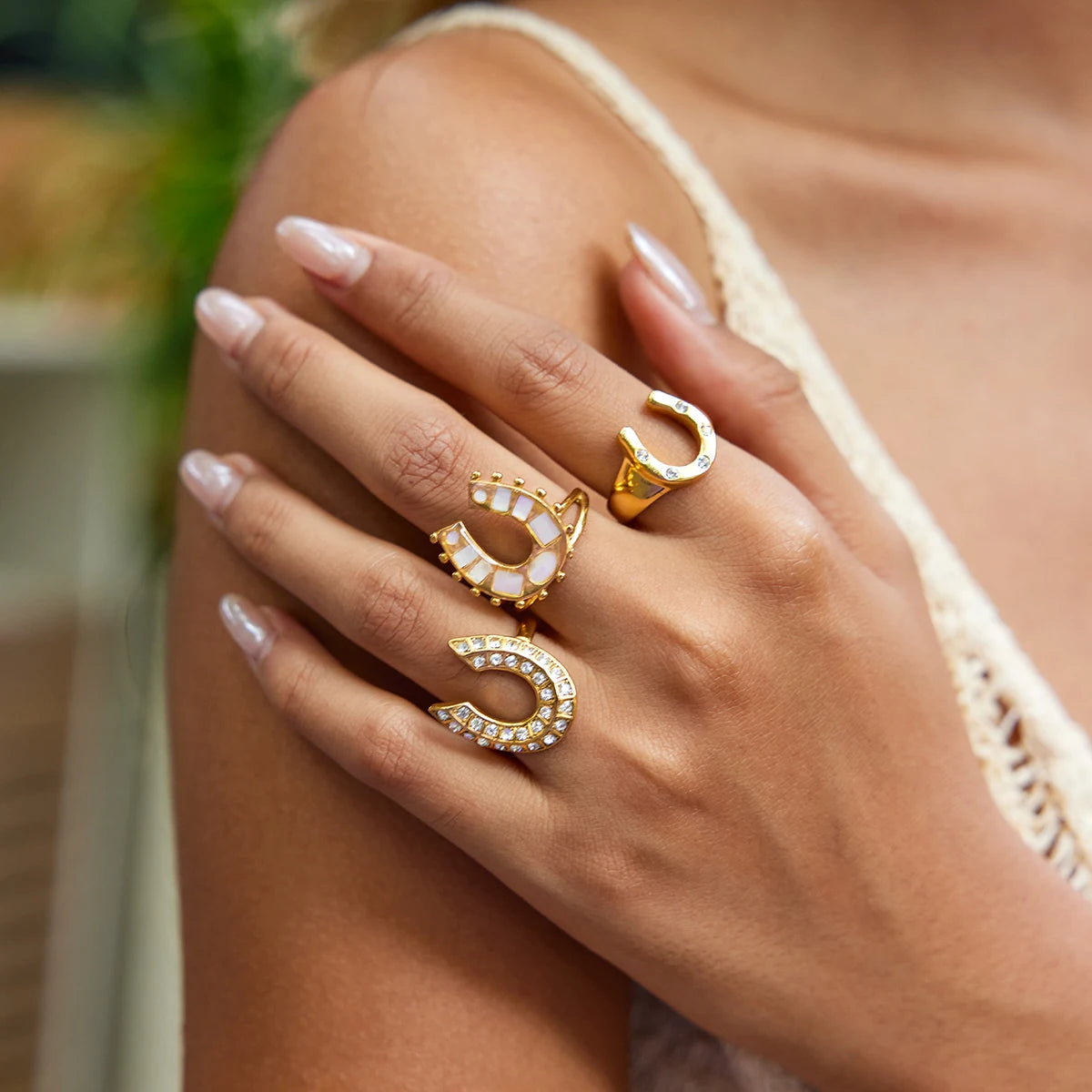 18K Vergulde Hoefijzer Ring Collectie – Waterdichte, Vlekvrije Statement Ringen