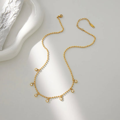 Gouden Verfijnde Choker Ketting | Kralenketting met Druppelhangers