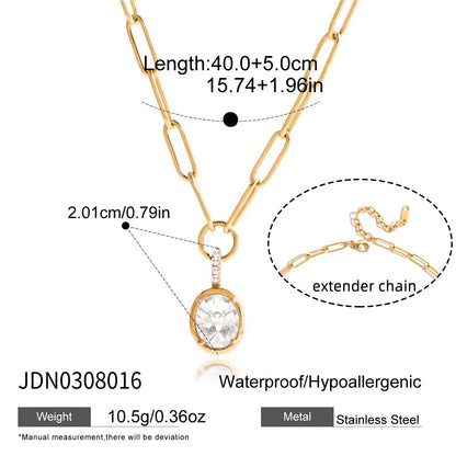 Klassieke gouden solitaire hanger ketting | Briljant geslepen diamant