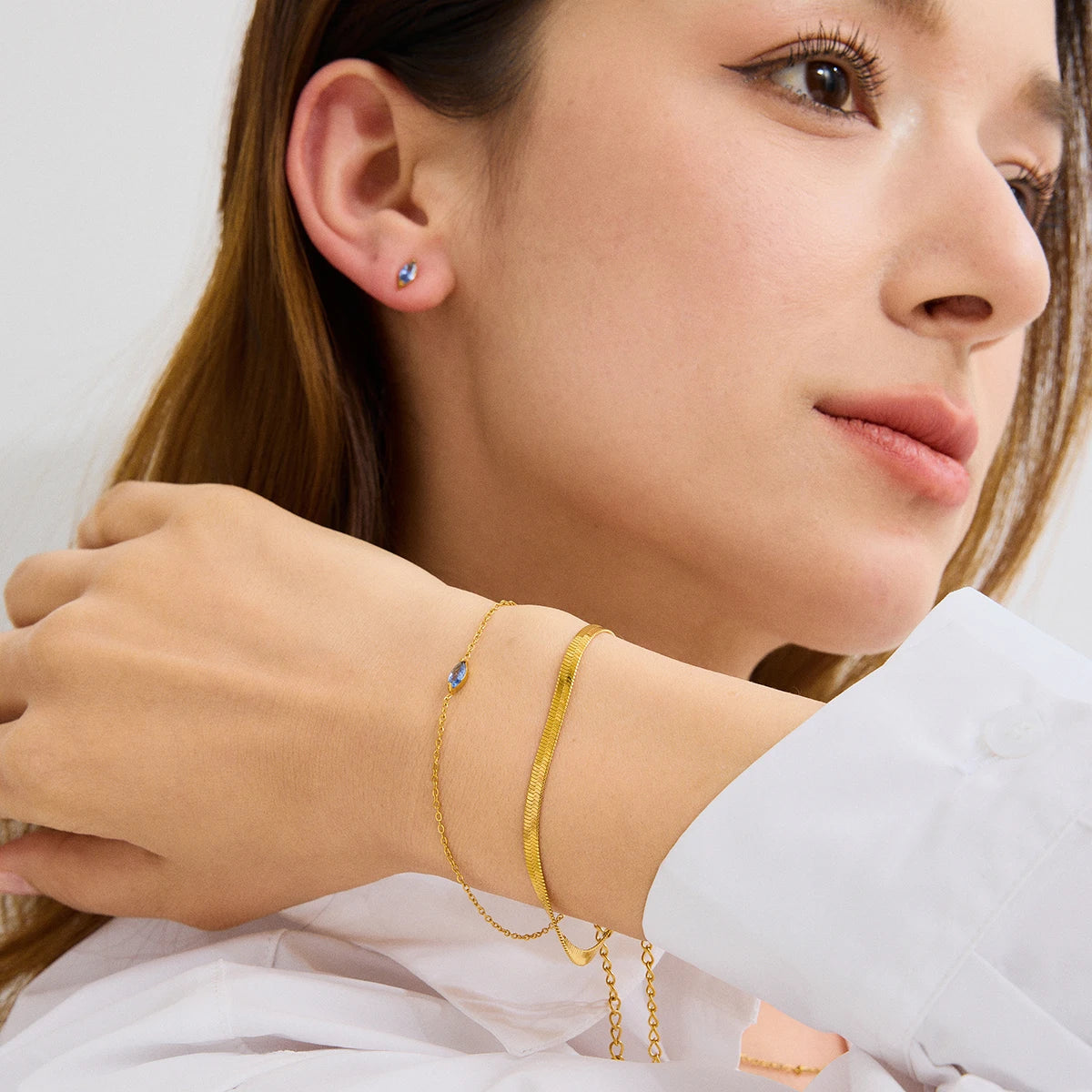 Premium 18K Gold Plated Birthstone Zirconia Earrings & Bracelet Set for Women – Waterproof & Tarnish-Free Jewellery & Jewelry