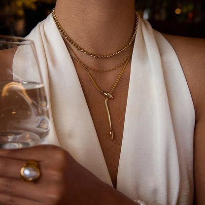 18K vergulde verstelbare lariat-ketting – Waterdicht, aanslagvrij minimalistisch sieraad
