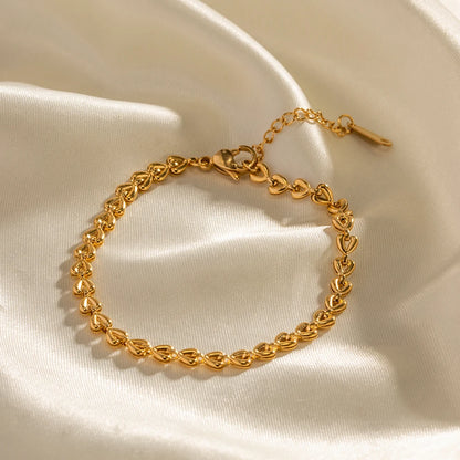 Vergulde Hartjesketting Armband voor Dames | Waterdichte & Niet-Aanlopende Verstelbare Sieraden