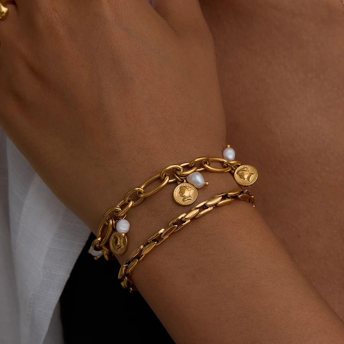 Premium 18K Verguld Flat Link Chain Armband voor Dames – Waterdicht & Verkleurt niet Luxe Sieraden