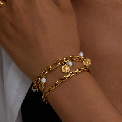 Premium 18K Verguld Flat Link Chain Armband voor Dames – Waterdicht & Verkleurt niet Luxe Sieraden