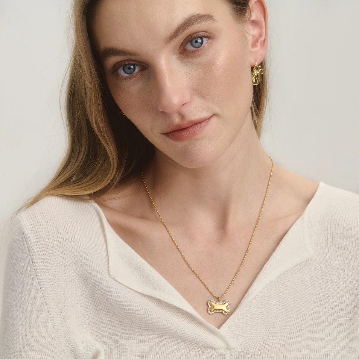18K vergulden pootafdruk ketting | Ketting met dierenbedel voor honden- en kattenliefhebbers