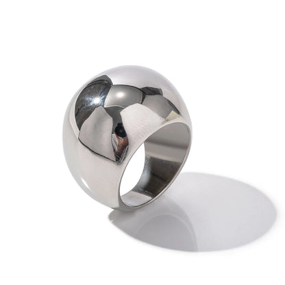 18K Gold Plated Dome Statement Ring – Waterproof, Tarnish-Free Chunky Jewellery (Gold & Silver)