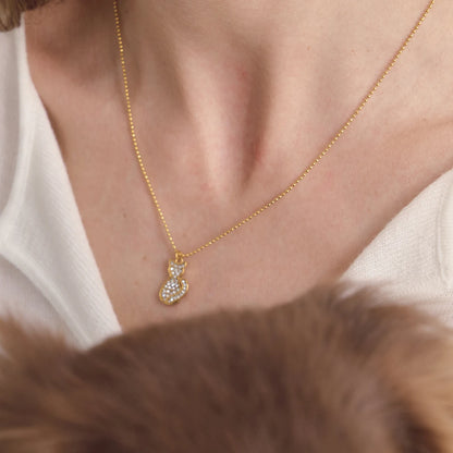 18K Vergulde Kristallen Kat Hanger Ketting | Elegante Kattenliefhebber Sieraden