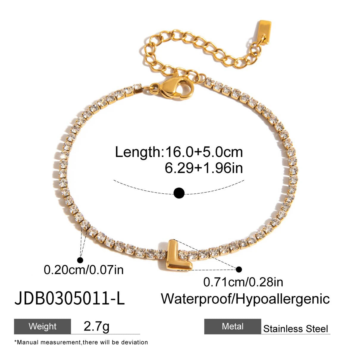 Premium 18K Gold Plated Initial Hand Bracelet for Women – Waterproof & Tarnish-Free Luxury Jewellery & Jewelry
