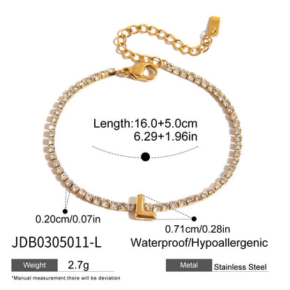 Premium 18K Gold Plated Initial Hand Bracelet for Women – Waterproof & Tarnish-Free Luxury Jewellery & Jewelry