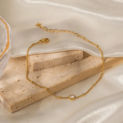 Minimal CZ Anklet for Women | 18K Gold Plated Waterproof Tarnish-Free Jewellery