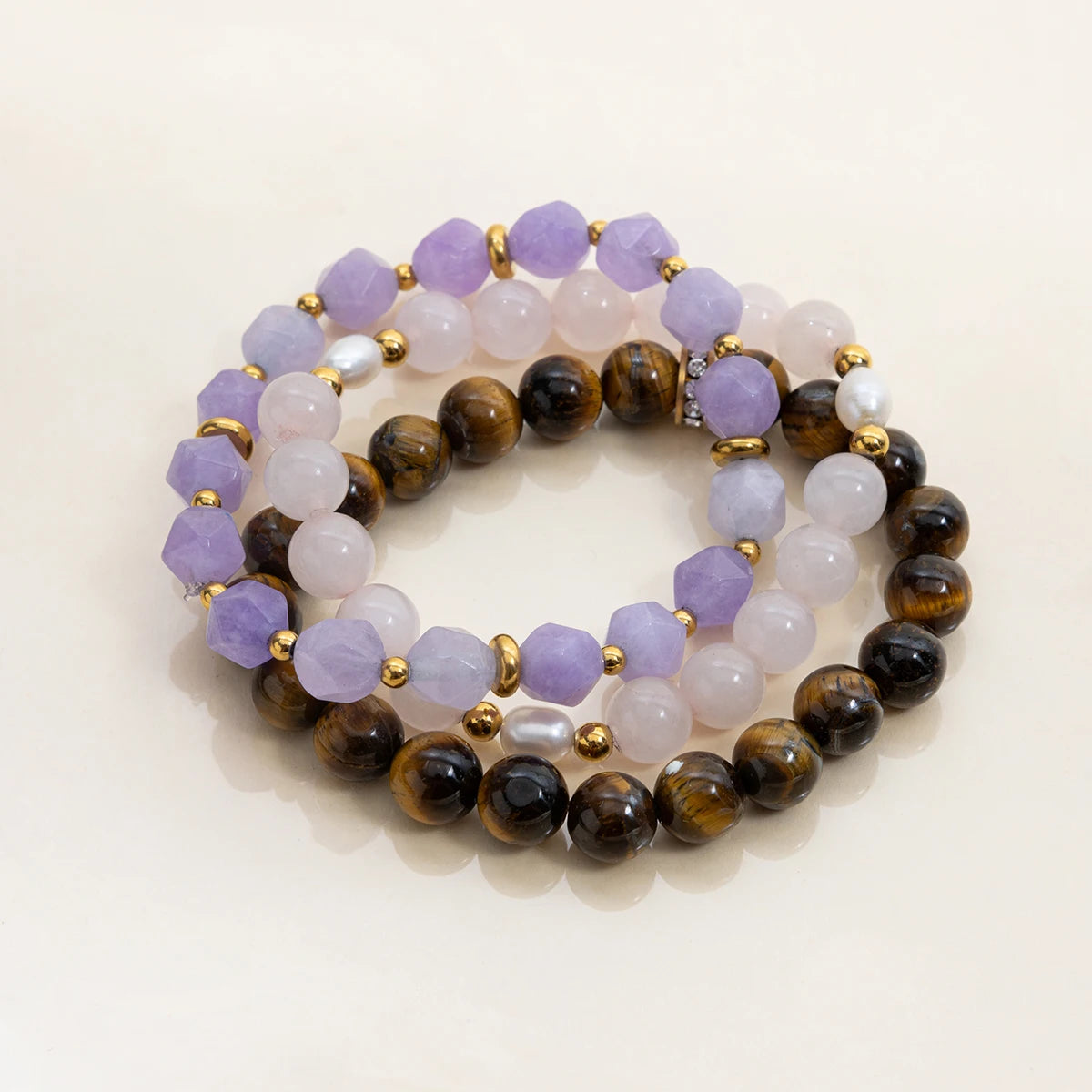 Natural Stone Bracelet Set for Women | Waterproof & Tarnish-Free Beaded Jewelry