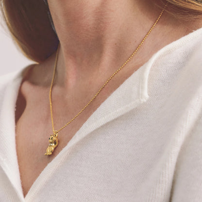 18K vergulde kattenhanger ketting | Gelukskat bedelketting voor kattenliefhebbers