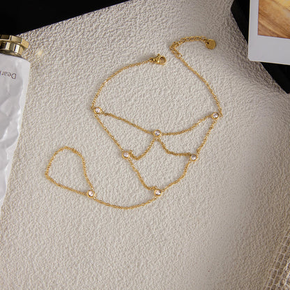 18K Verguld Kristallen Handketting Armband – Waterdicht, Aanslagvrij, Verstelbaar Handharnas Sieraad voor Vrouwen