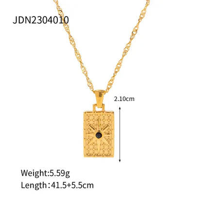 Gouden Evil Eye Rechthoek Talisman Ketting | Bescherming & Statement Sieraad